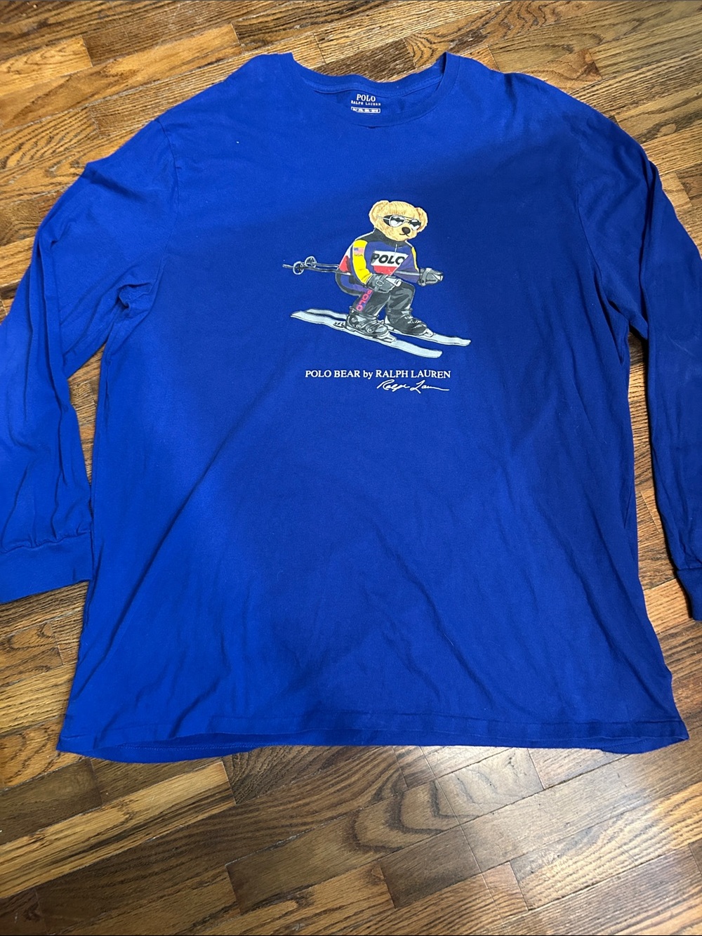 Polo by Ralph Lauren Royal Blue Long-Sleeve Tee with Skiing Polo Bear